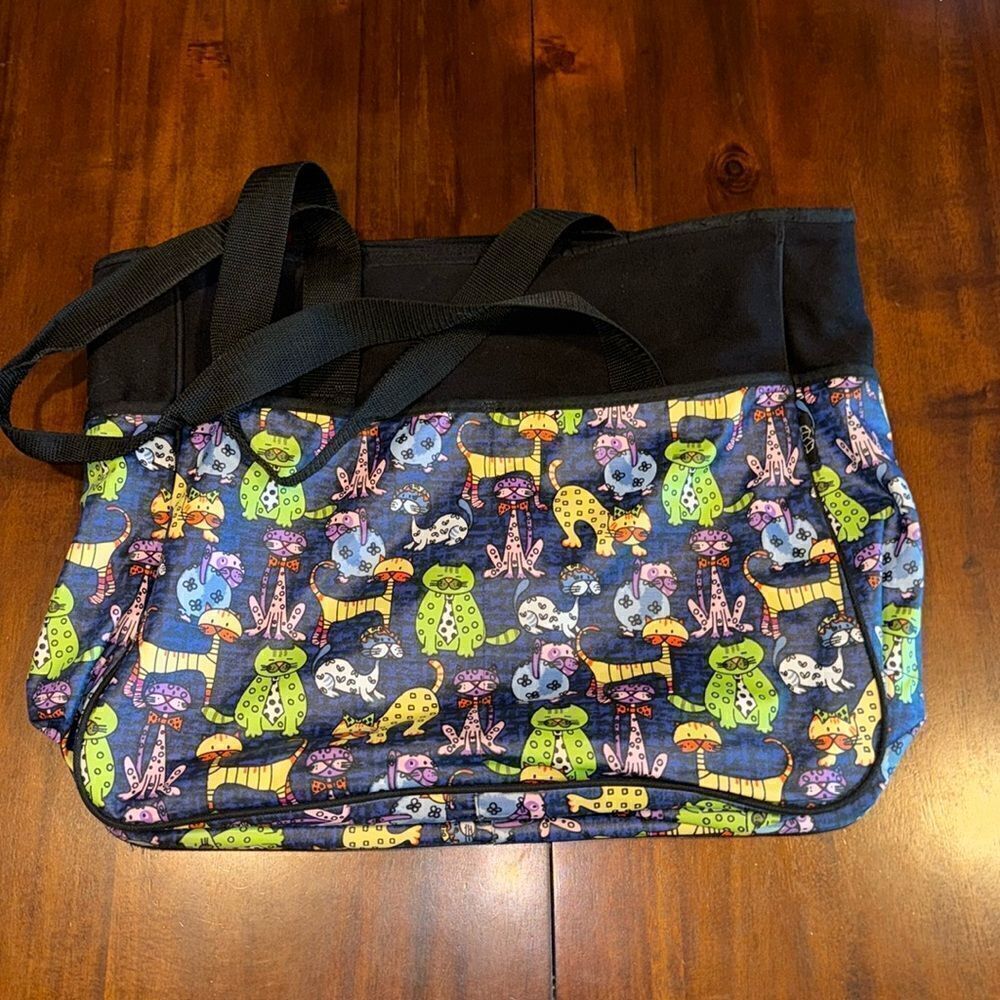 Whimsical Kitty Cat Large Duffel Tote Bag